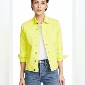 L'Agence Size S • Celine Yellow Green Denim Jacket.